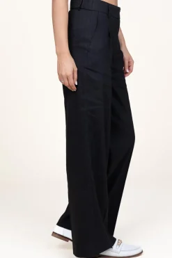 Trousers In Linen Blend Zach | Black... | Dante 6 | Little Soho