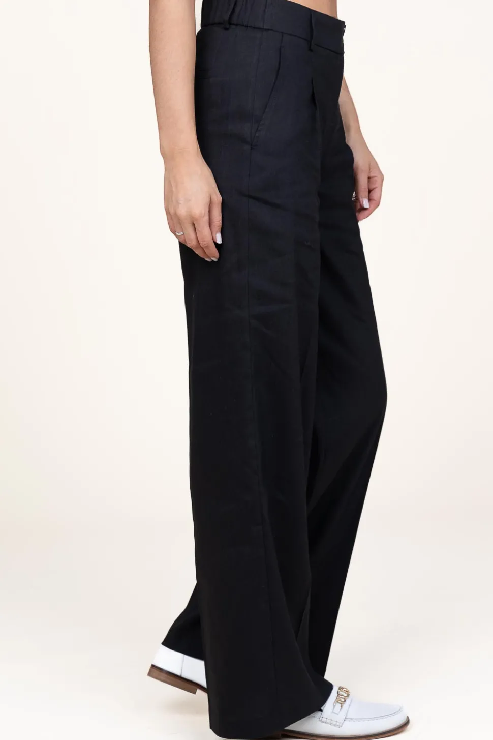 Trousers In Linen Blend Zach | Black... | Dante 6 | Little Soho