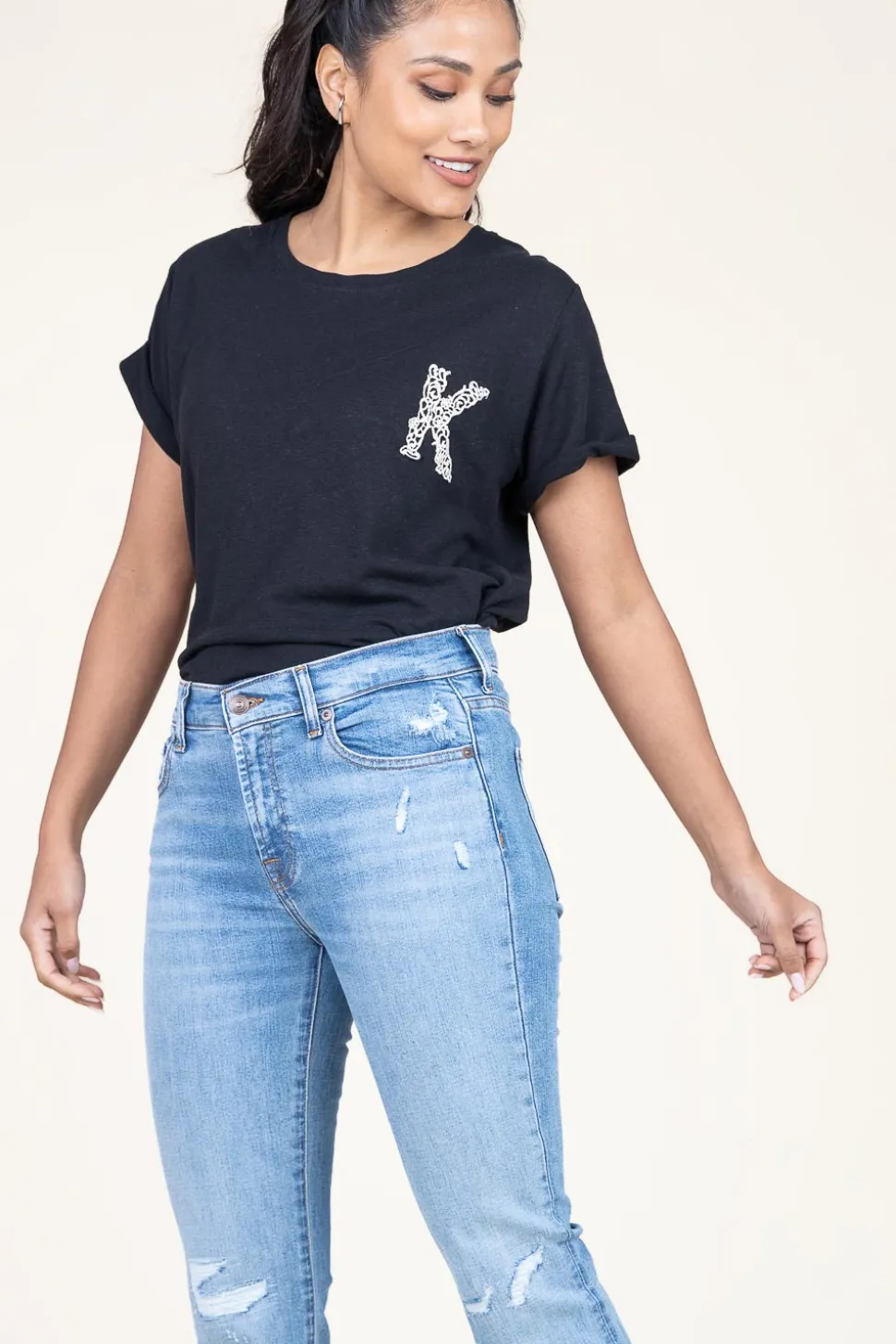 T-Shirt With Embroidery Bocdae | Black... | Kocca | Little Soho