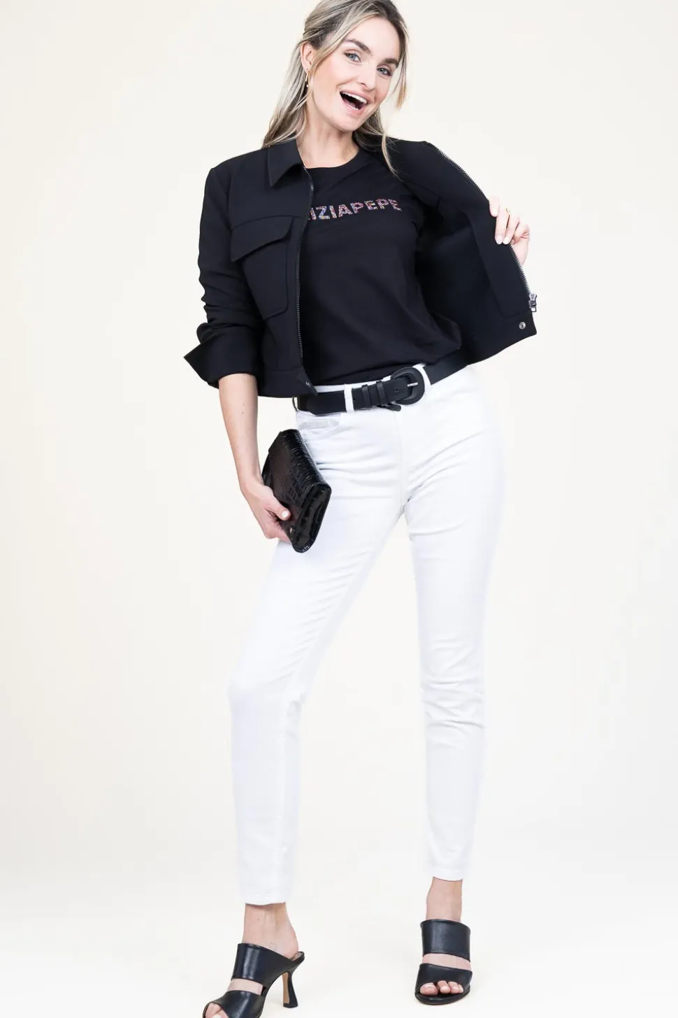 T-Shirt With Logo Lucia | Black... | Patrizia Pepe | Little Soho