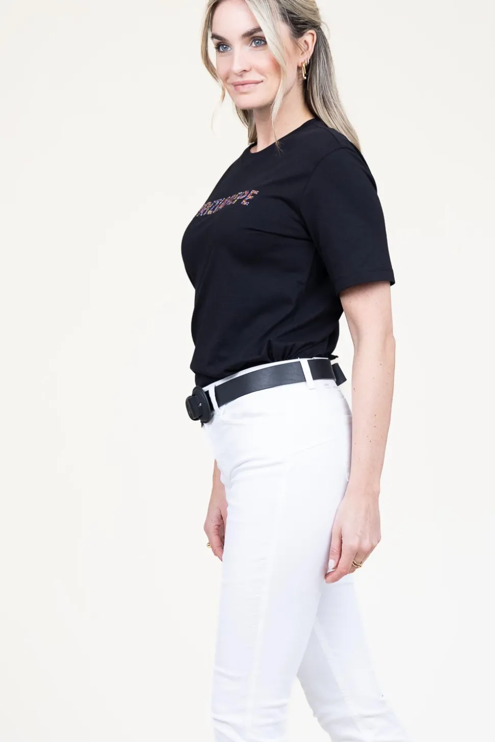 T-Shirt With Logo Lucia | Black... | Patrizia Pepe | Little Soho