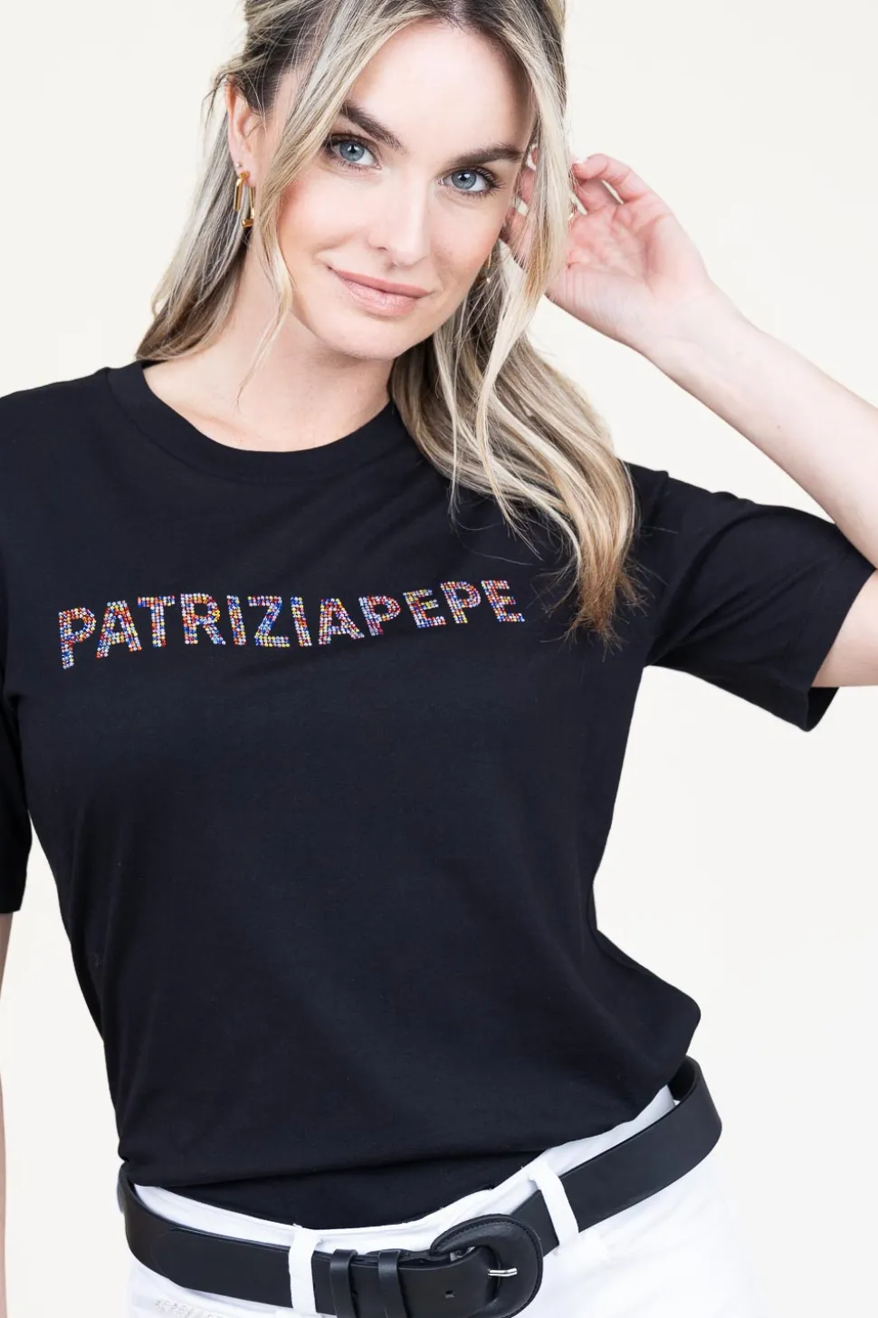 T-Shirt With Logo Lucia | Black... | Patrizia Pepe | Little Soho