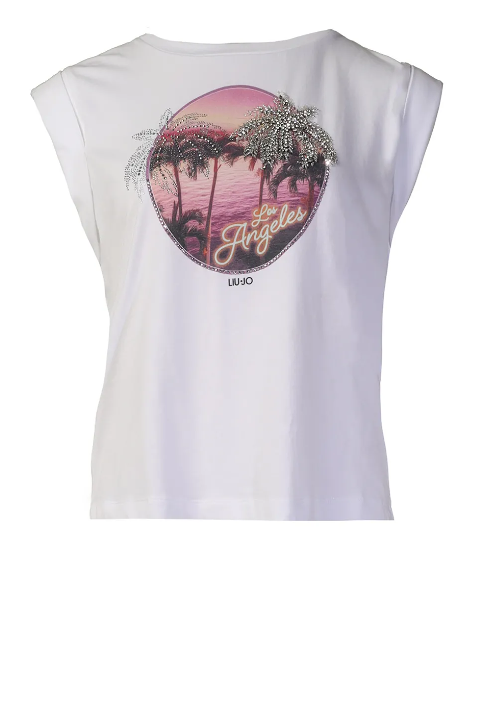 T-Shirt With Rhinestones Tangi | White... | Liu Jo | Little Soho