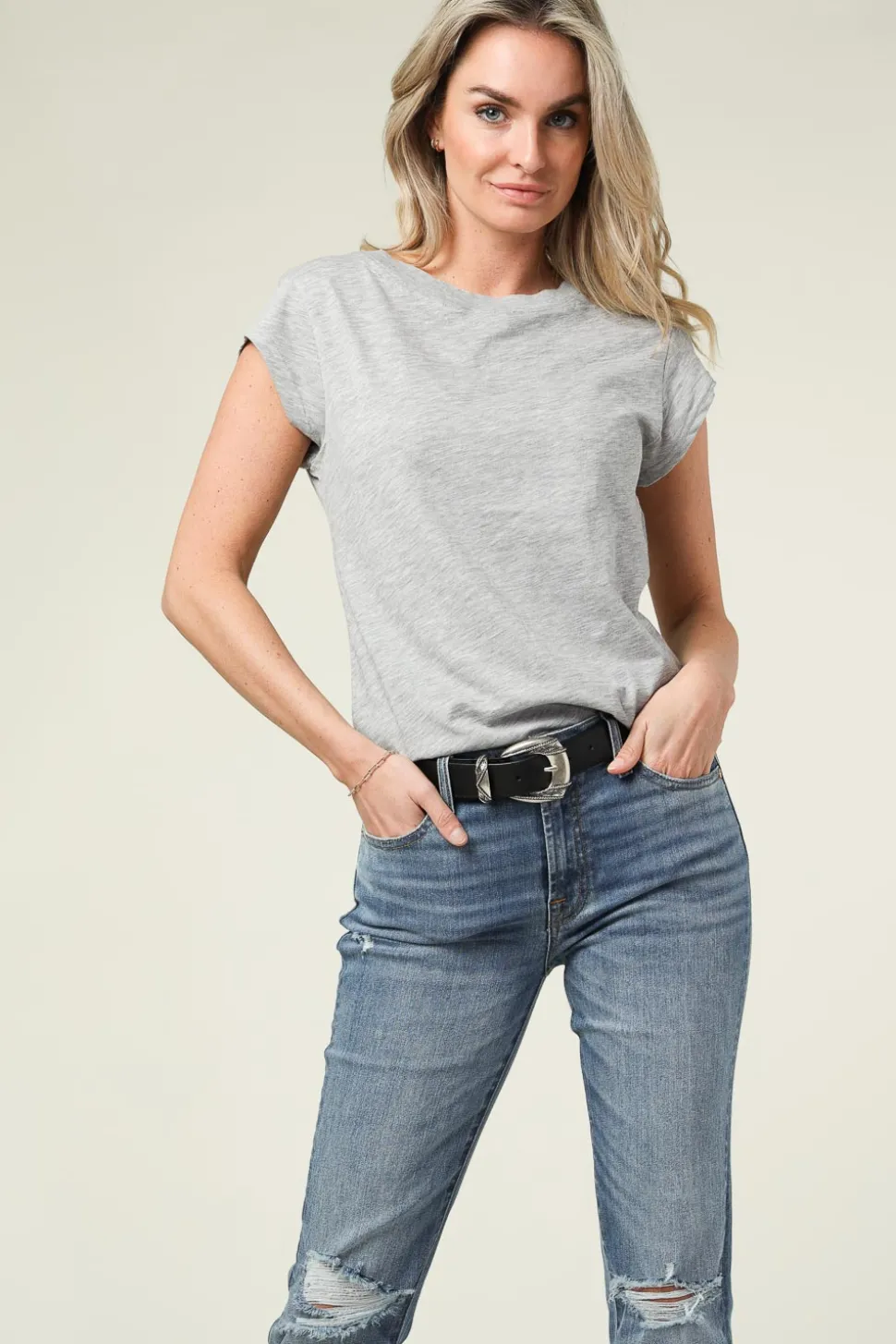 T-Shirt With Round Neck Classic | Grey... | Cc Heart | Little Soho