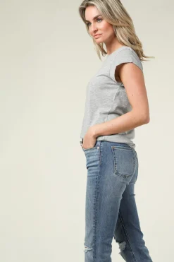 T-Shirt With Round Neck Classic | Grey... | Cc Heart | Little Soho