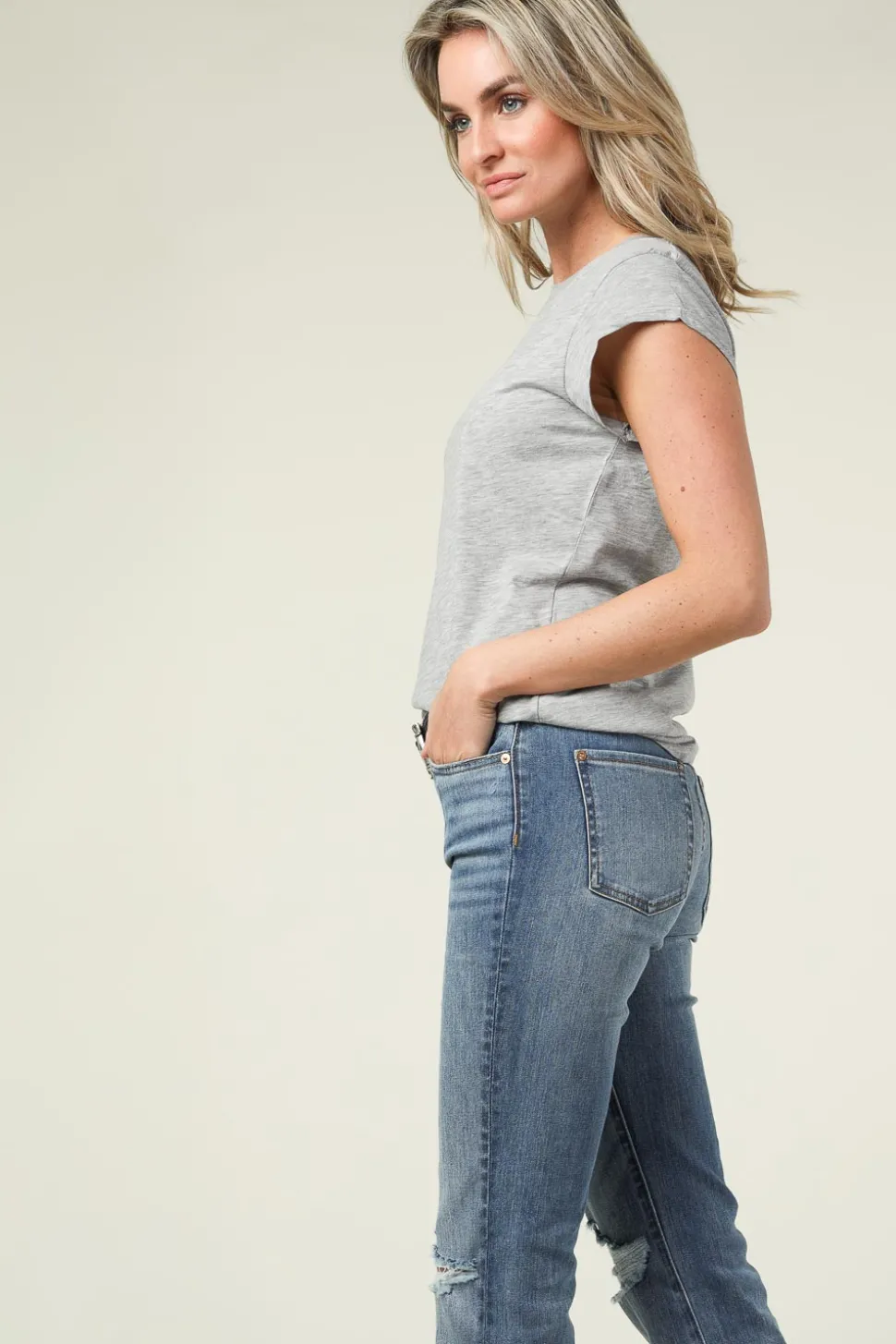 T-Shirt With Round Neck Classic | Grey... | Cc Heart | Little Soho