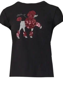 T-Shirt With Sequins Barboncino | Black... | Liu Jo | Little Soho