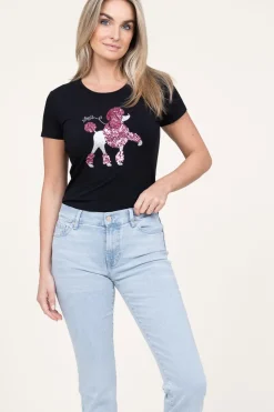 T-Shirt With Sequins Barboncino | Black... | Liu Jo | Little Soho