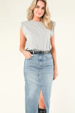 T-Shirt With Shoulder Padding Eduarda | Grey... | Co'Couture | Little Soho