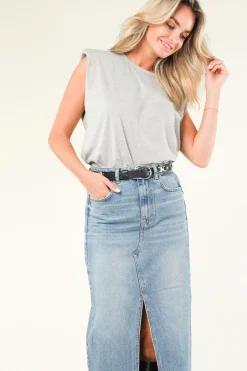 T-Shirt With Shoulder Padding Eduarda | Grey... | Co'Couture | Little Soho