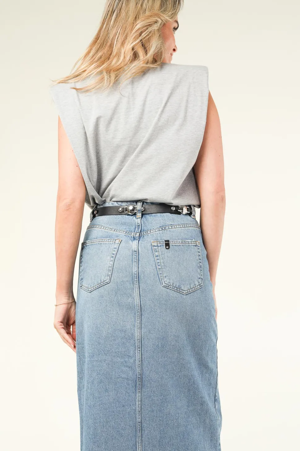 T-Shirt With Shoulder Padding Eduarda | Grey... | Co'Couture | Little Soho