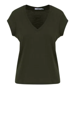 T-Shirt With V-Neck Vera | Donker Green... | Cc Heart | Little Soho