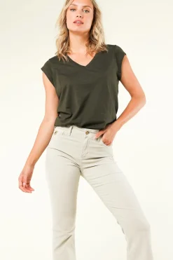 T-Shirt With V-Neck Vera | Donker Green... | Cc Heart | Little Soho