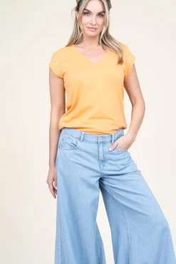 T-Shirt With V-Neck Vera | Orange... | Cc Heart | Little Soho