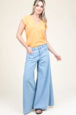 T-Shirt With V-Neck Vera | Orange... | Cc Heart | Little Soho
