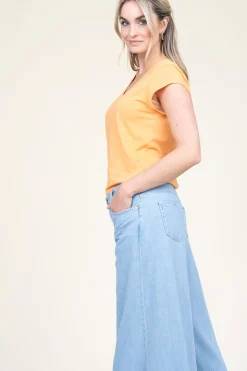 T-Shirt With V-Neck Vera | Orange... | Cc Heart | Little Soho