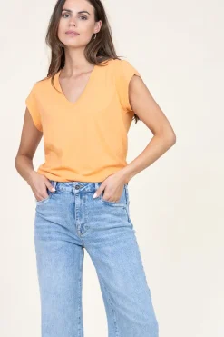 T-Shirt With V-Neck Vera | Orange... | Cc Heart | Little Soho