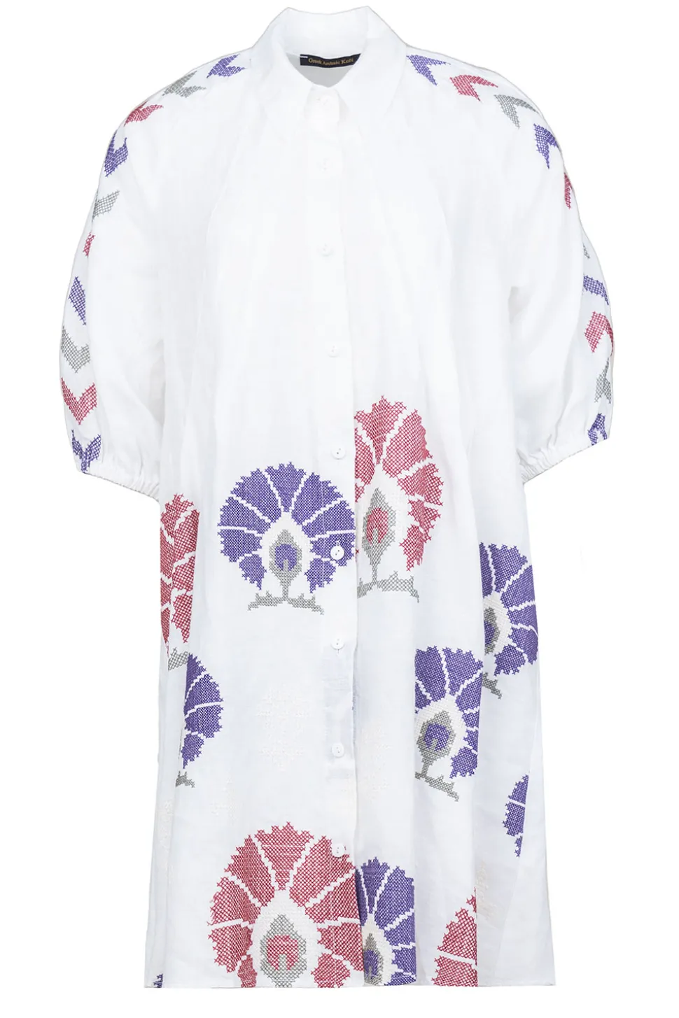 Tunic With Embroidery Peackock | Multi... | Greek Archaic Kori | Little Soho