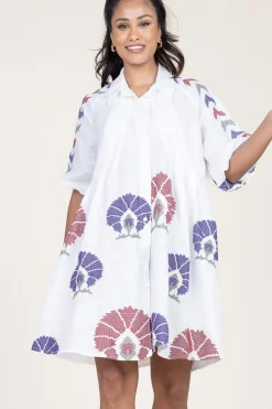 Tunic With Embroidery Peackock | Multi... | Greek Archaic Kori | Little Soho