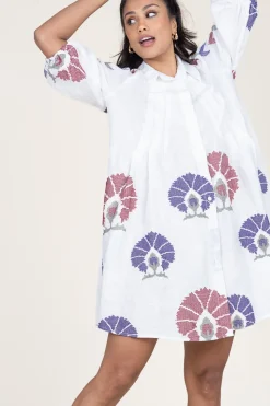 Tunic With Embroidery Peackock | Multi... | Greek Archaic Kori | Little Soho