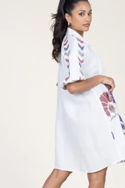 Tunic With Embroidery Peackock | Multi... | Greek Archaic Kori | Little Soho