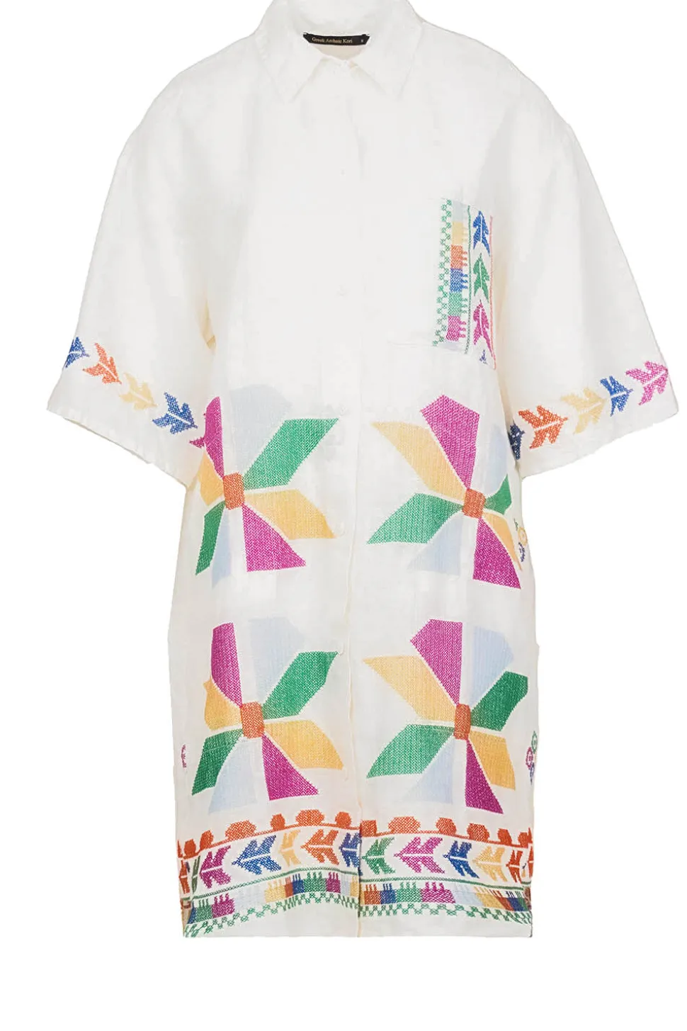 Tunic With Gold Colored Embroidery Livy | Multi... | Greek Archaic Kori | Little Soho