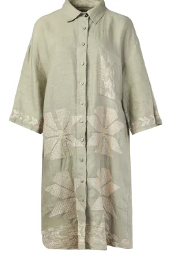 Tunic With Gold Colored Embroidery Livy | Green... | Greek Archaic Kori | Little Soho