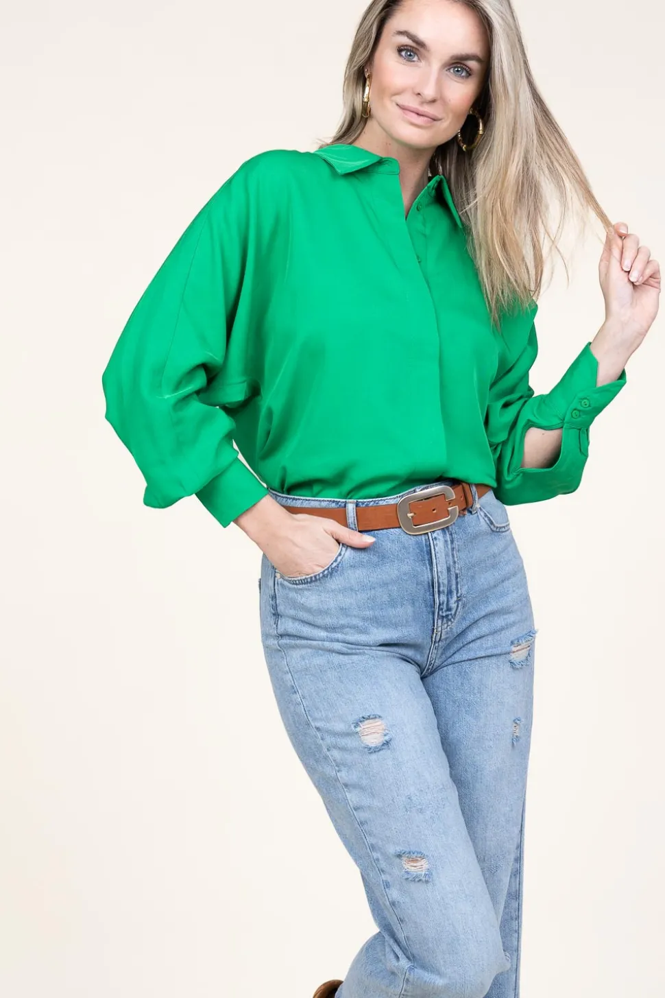 Viscose Blouse With Puffed Sleeves Cermt | Green... | Copenhagen Muse | Little Soho