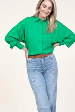 Viscose Blouse With Puffed Sleeves Cermt | Green... | Copenhagen Muse | Little Soho