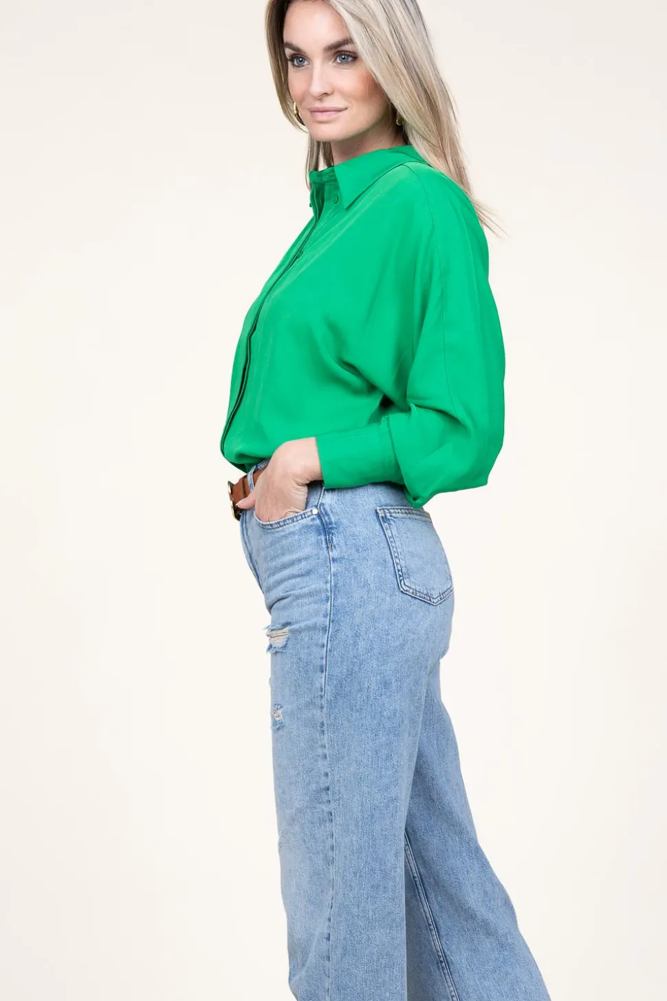 Viscose Blouse With Puffed Sleeves Cermt | Green... | Copenhagen Muse | Little Soho