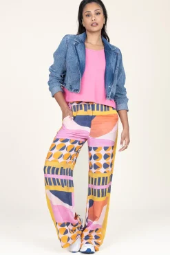 Viscose Pants With Print Mallory | Pink... | Ba&Sh | Little Soho