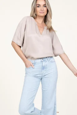 Viscose Top Tago | Taupe... | Ibana | Little Soho