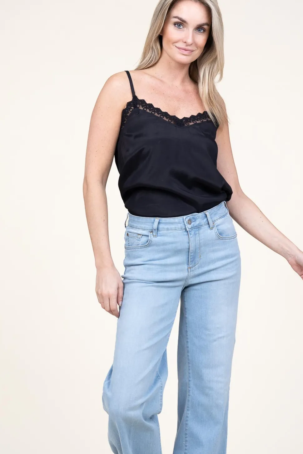 Viscose Top With Lace Viane | Black... | Lollys Laundry | Little Soho