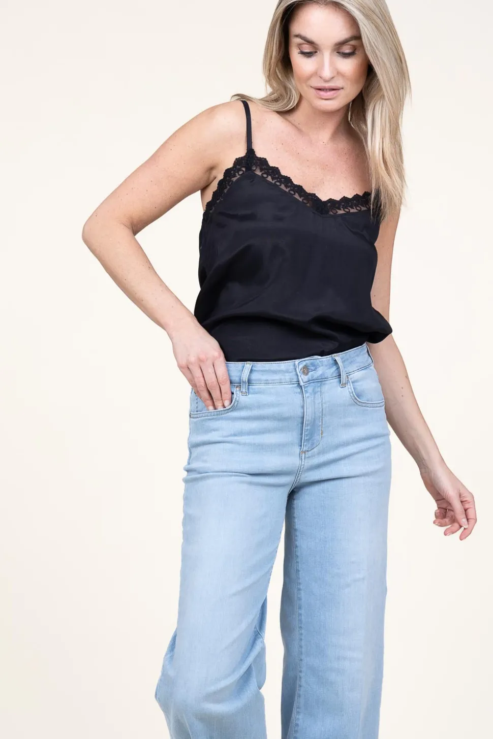 Viscose Top With Lace Viane | Black... | Lollys Laundry | Little Soho