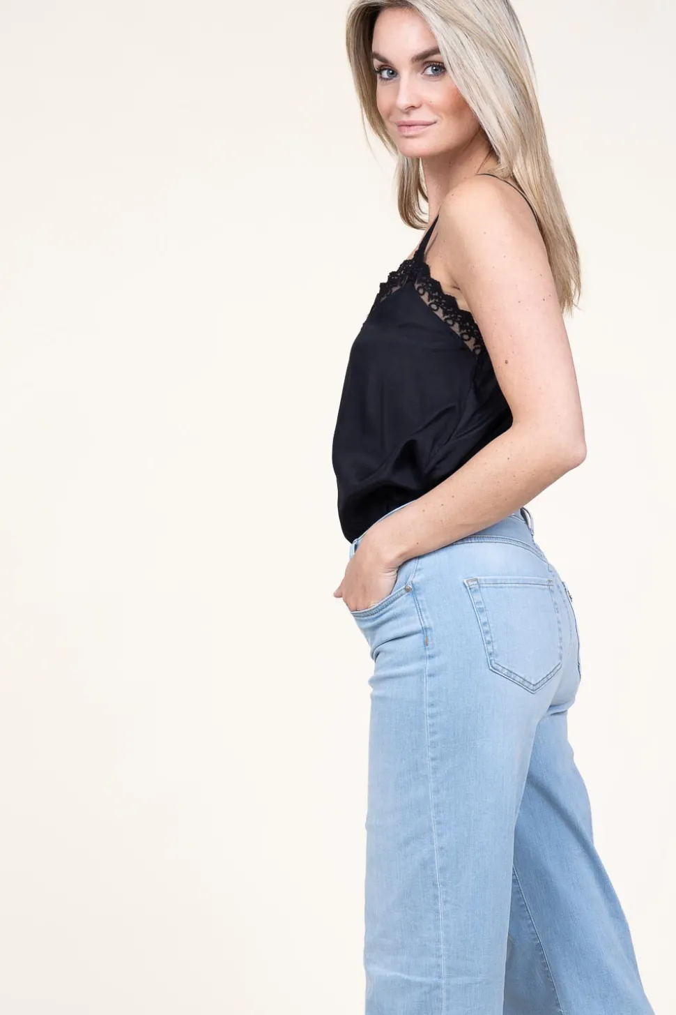 Viscose Top With Lace Viane | Black... | Lollys Laundry | Little Soho