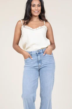 Viscose Top With Lace Viane | Natural... | Lollys Laundry | Little Soho
