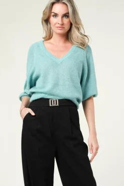 V-Neck Alpaca Sweater Rhoda | Green... | Dante 6 | Little Soho