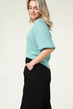V-Neck Alpaca Sweater Rhoda | Green... | Dante 6 | Little Soho