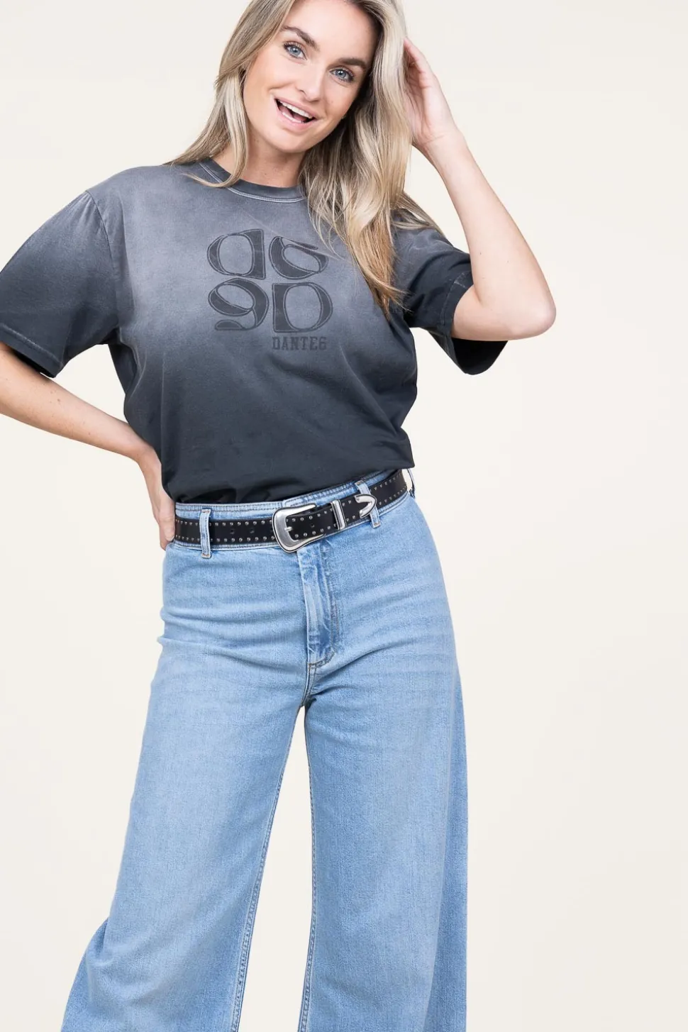 Washed Out T-Shirt With Logo Ashton | Black... | Dante 6 | Little Soho