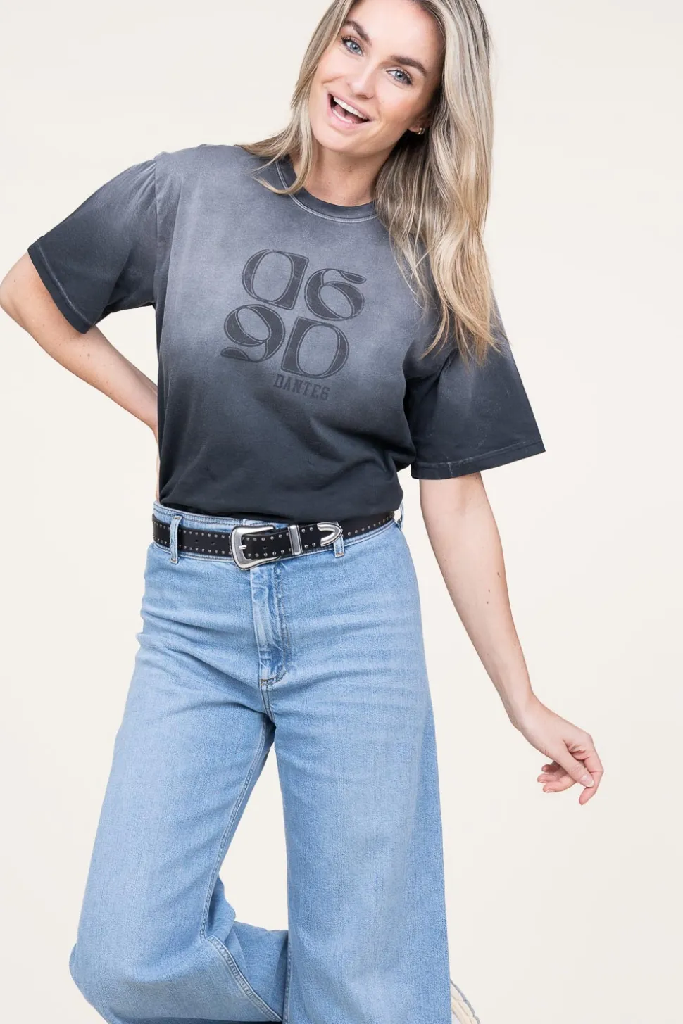 Washed Out T-Shirt With Logo Ashton | Black... | Dante 6 | Little Soho