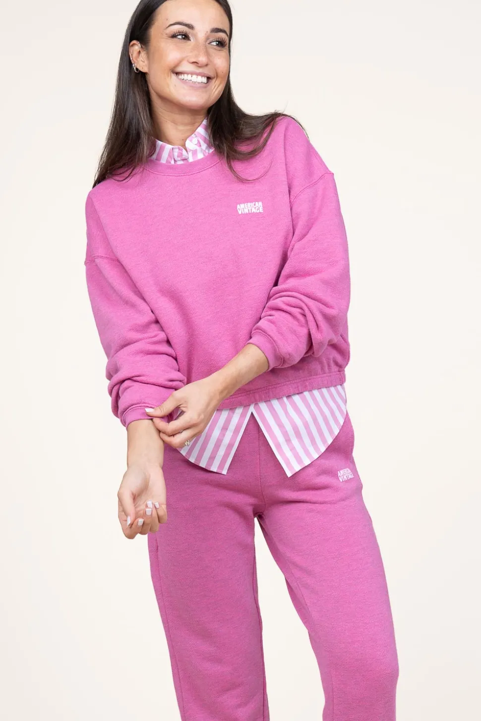 Washed Sweater Doven | Pink... | American Vintage | Little Soho
