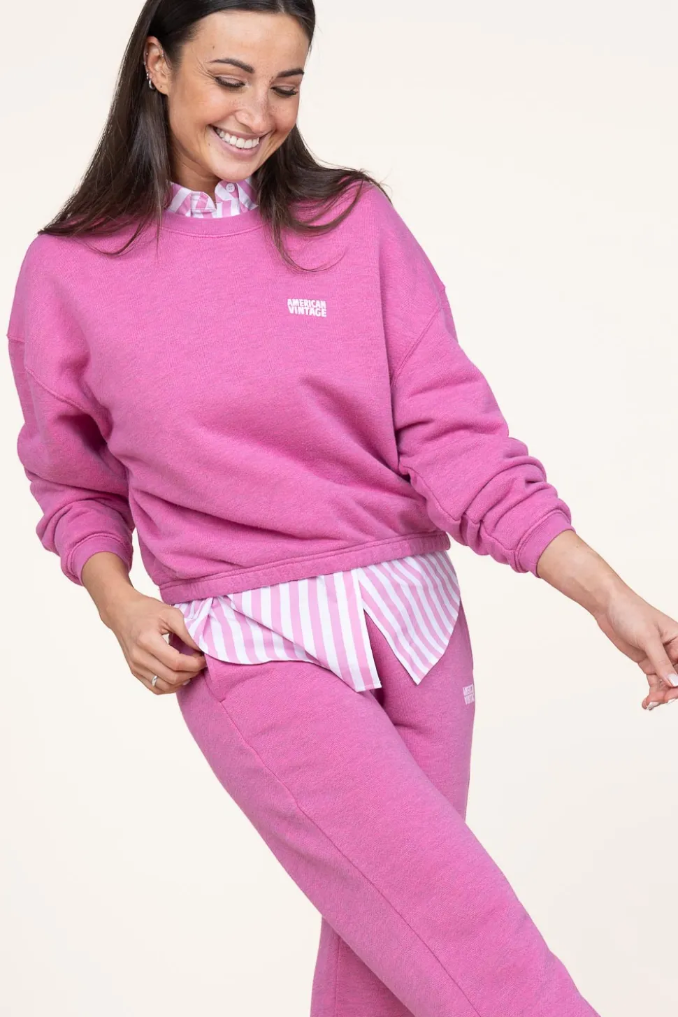 Washed Sweater Doven | Pink... | American Vintage | Little Soho