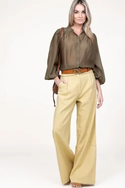 Wide Leg Trousers Rocia | Yellow... | Aaiko | Little Soho