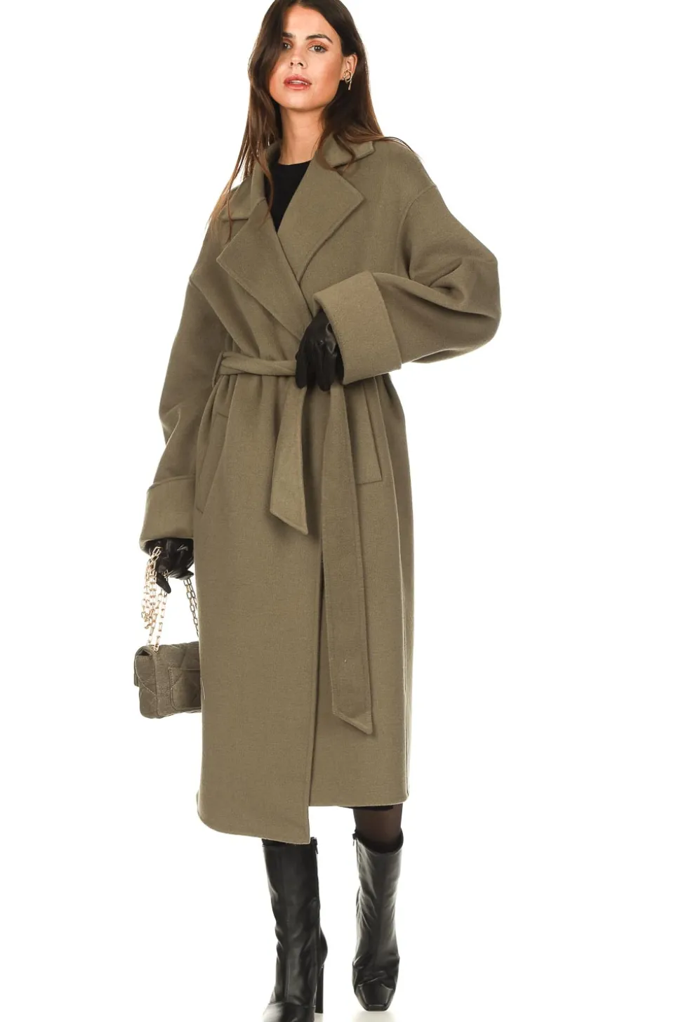 Wool Coat With Belt Elisa | Pistache... | Notes Du Nord | Little Soho