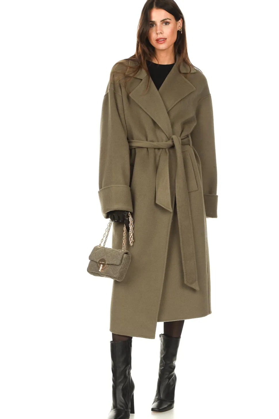 Wool Coat With Belt Elisa | Pistache... | Notes Du Nord | Little Soho