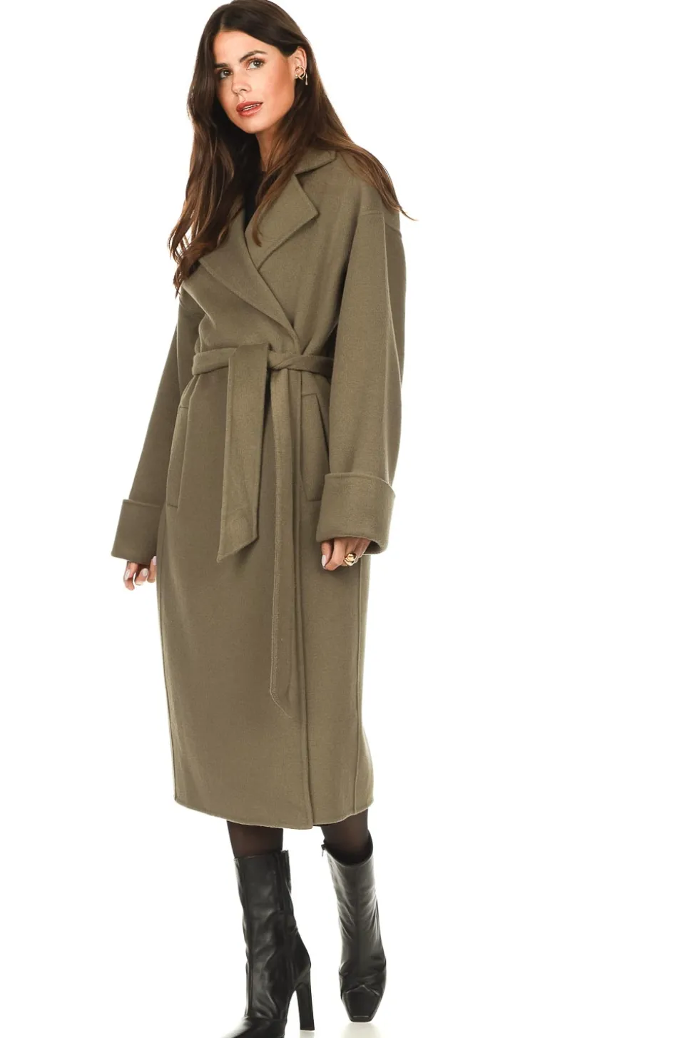 Wool Coat With Belt Elisa | Pistache... | Notes Du Nord | Little Soho