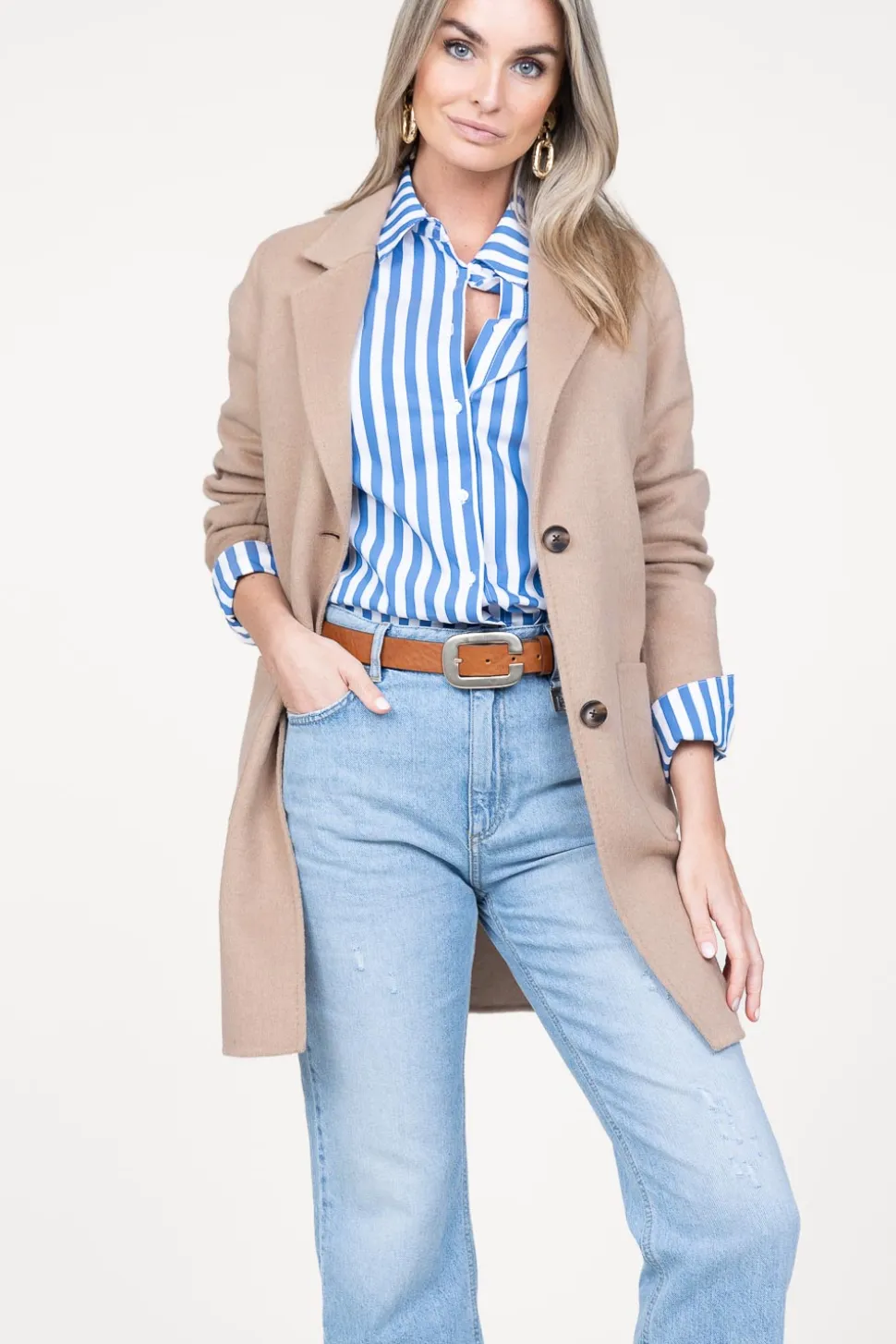 Wool Mix Blazer Jacket Moya | Camel... | Studio Ar | Little Soho