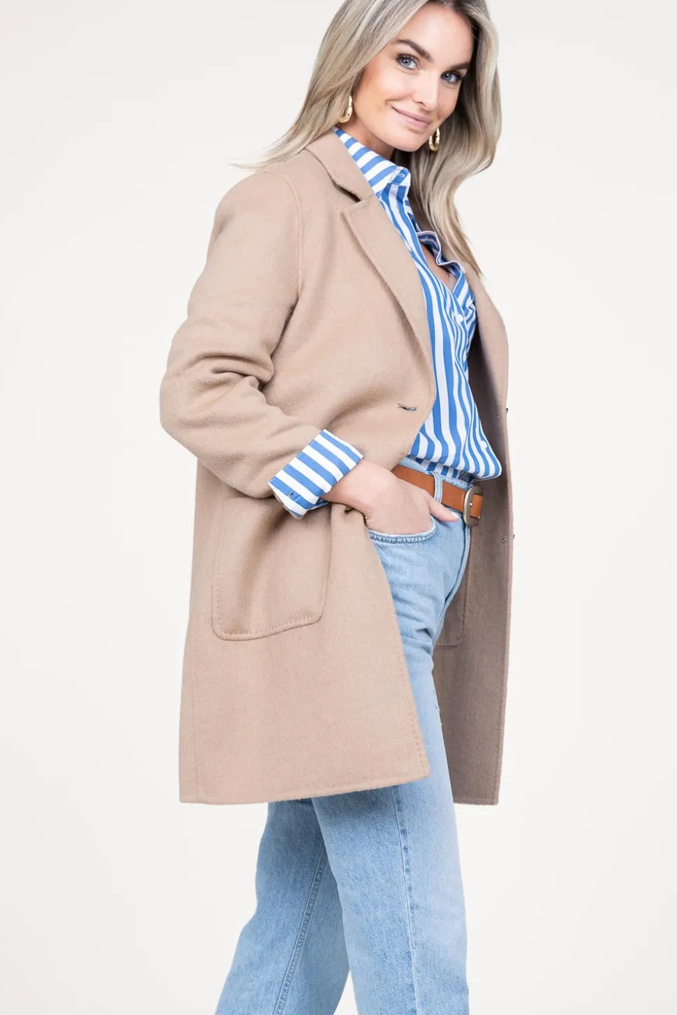 Wool Mix Blazer Jacket Moya | Camel... | Studio Ar | Little Soho