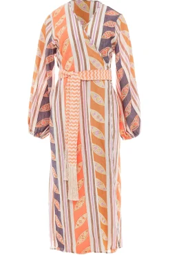 Woven Wrap Dress Thetis | Orange... | Devotion | Little Soho